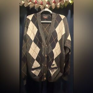 Paul & Shark Yachting 100% Merino Wool Argyle Cardigan Sweater XL